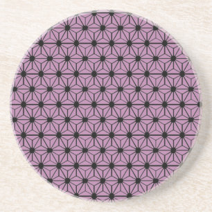 purple star pattern with black line coaster