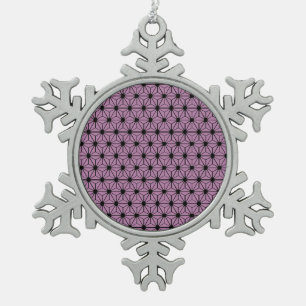 purple star pattern with black line snowflake pewter christmas ornament