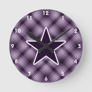 Purple Star Round Clock
