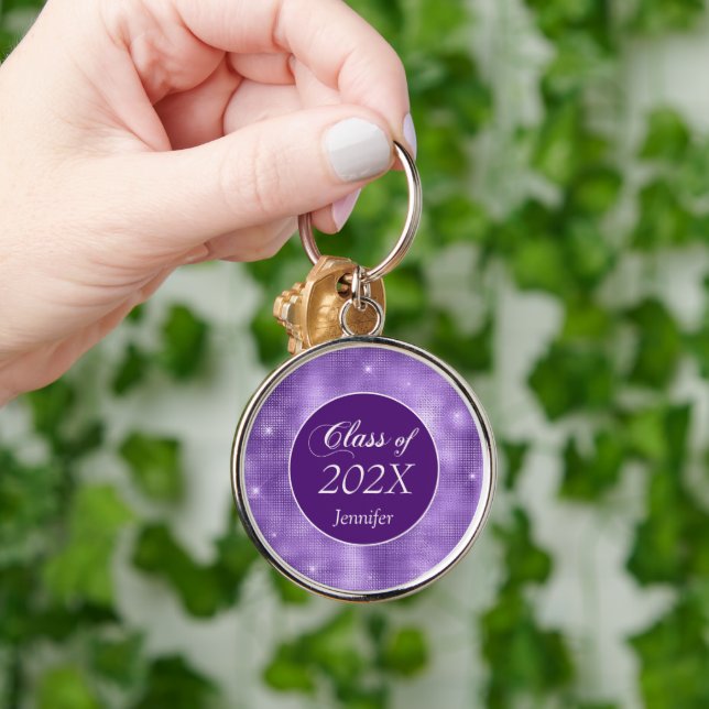 Purple Star Shimmer Graduation Key Ring (Hand)