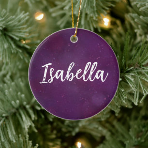 Purple star sky ceramic ornament