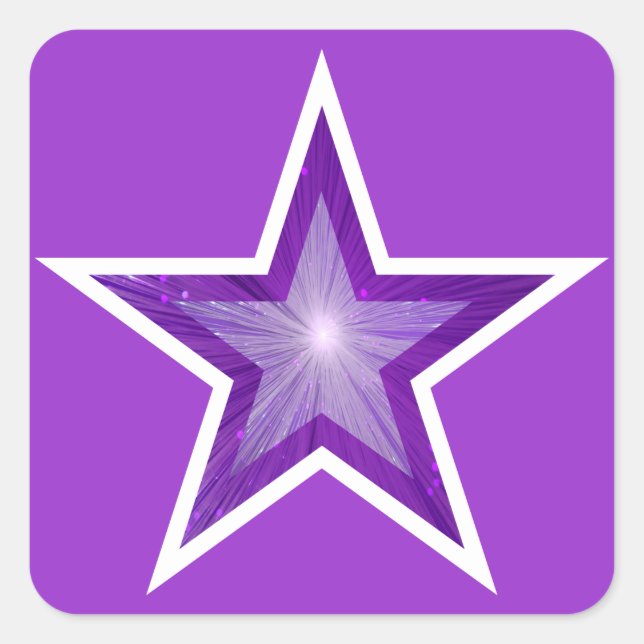Purple Star square sticker purple (Front)