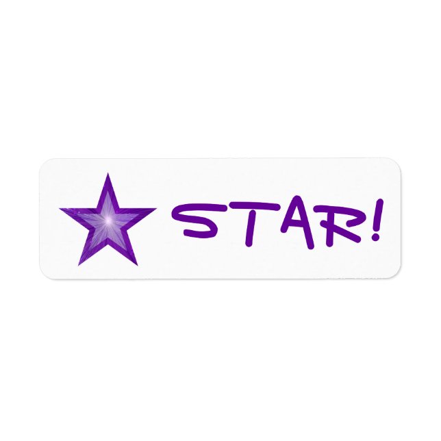 Purple Star "STAR!" label small white Return Address Label (Front)