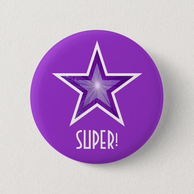 Purple Star 'SUPER!' button purple (Front)