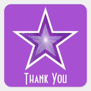 Purple Star 'Thank You' square sticker purple