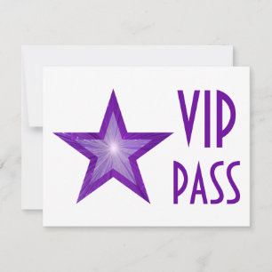Purple Star 'VIP PASS' invitation white horizontal