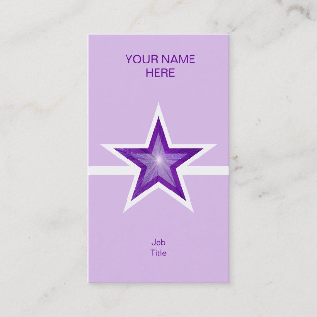 Purple Star white line pale purple vertical Business Card (Front)