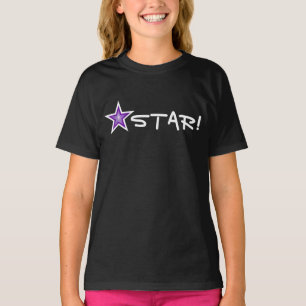 Purple Star White STAR! girl's t-shirt black
