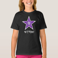 Purple Star White 'STAR!' girl's t-shirt black