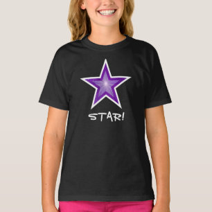 Purple Star White 'STAR!' girl's t-shirt black
