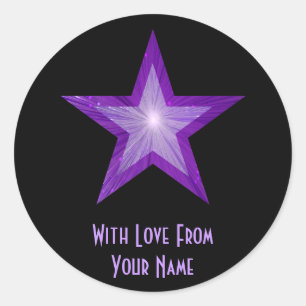 Purple Star 'With Love From'' round sticker black