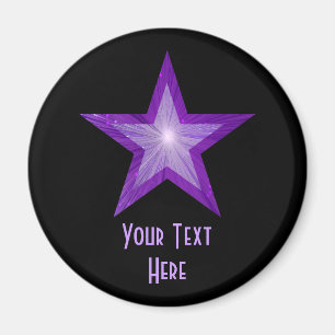 Purple Star 'Your Text' fridge magnet black