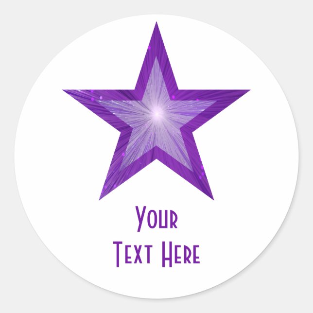 Purple Star 'Your Text' round sticker white (Front)