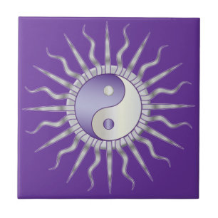 Purple Starburst Yin Yang Ceramic Tile