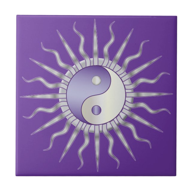 Purple Starburst Yin Yang Ceramic Tile (Front)