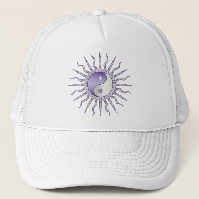 Purple Starburst Yin Yang Trucker Hat (Front)