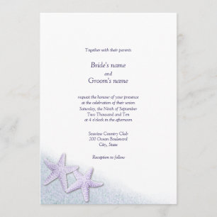 Purple Starfish Beach Wedding Invitations