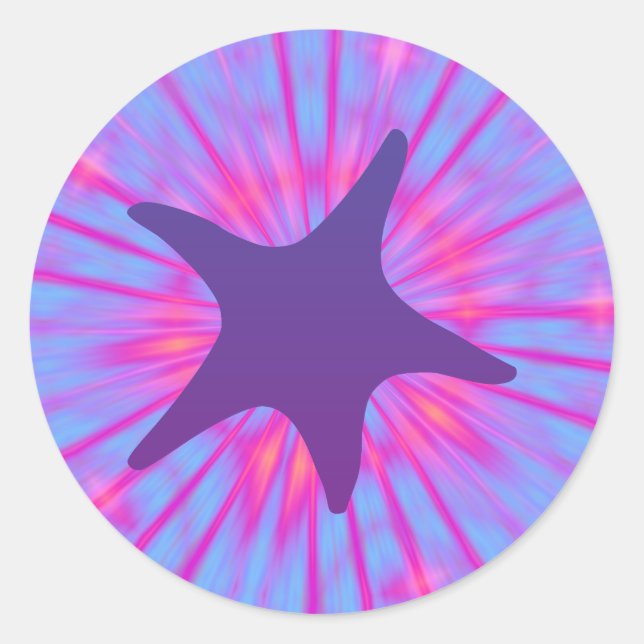 Purple Starfish Classic Round Sticker (Front)