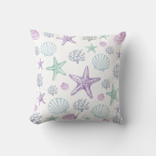 Purple Starfish Shell Pattern Cushion