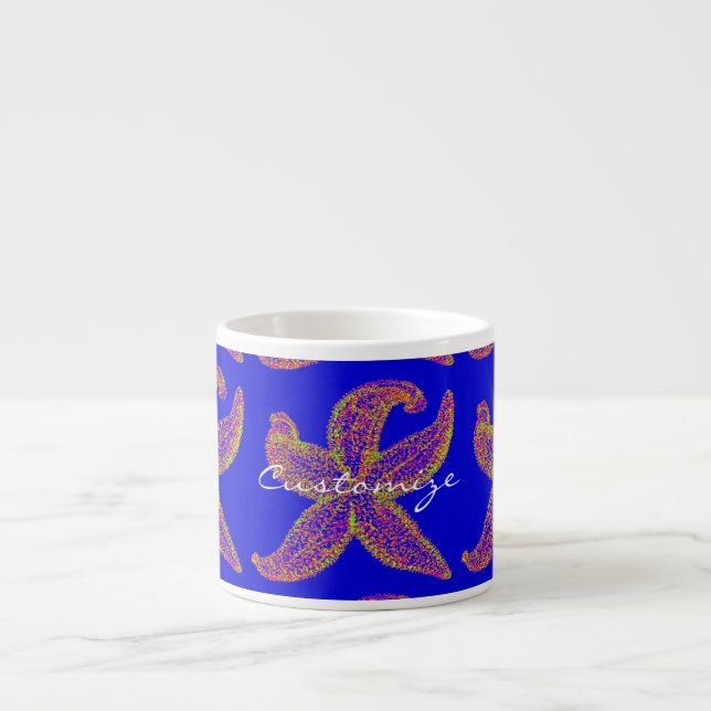 purple starfish Thunder_Cove blue Espresso Cup (Front)