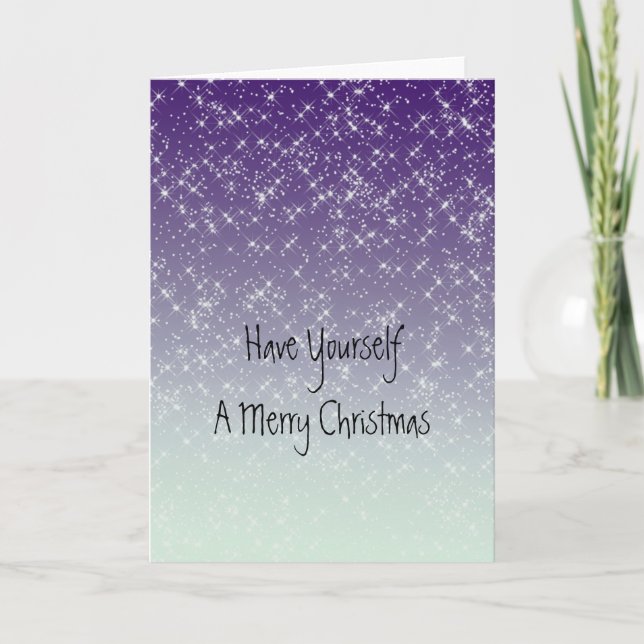 Purple Starlight Sparkles Holiday Card (Front)