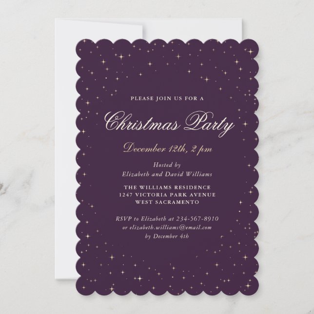 Purple Starry Christmas Party Invitation (Front)
