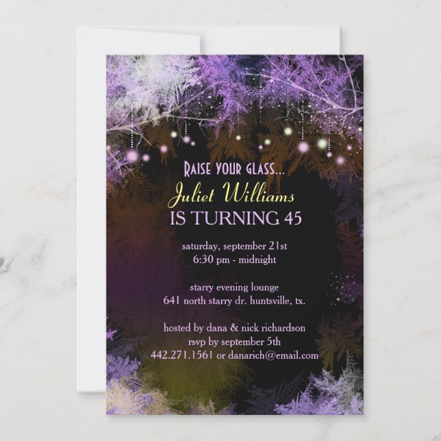 Purple Starry Forest Birthday Party Invitation (Front)