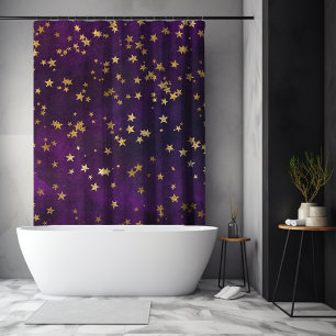 Purple Starry Night Shower Curtain