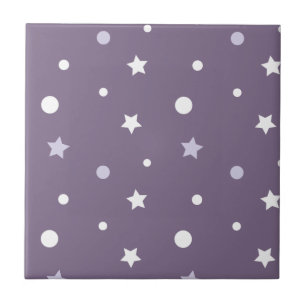 Purple Stars Ceramic Tile