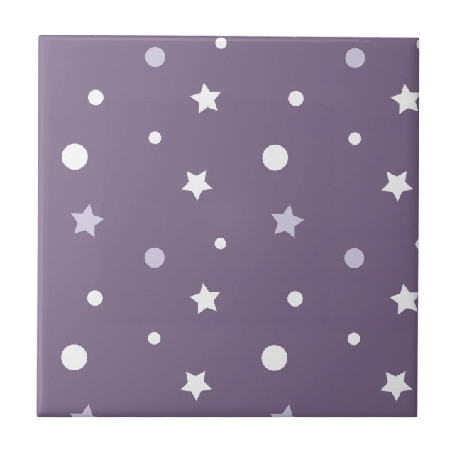 Purple Stars Ceramic Tile (Front)