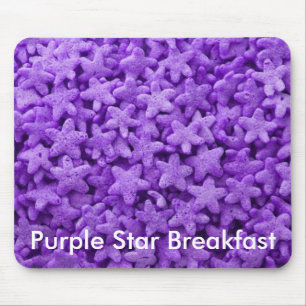 Purple Stars Cereal Breakfast Food Pattern Mouse Pad