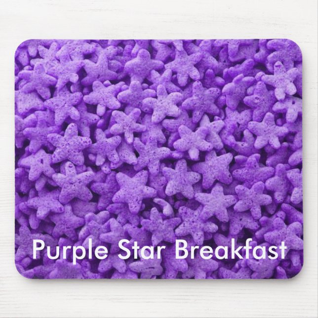 Purple Stars Cereal Breakfast Food Pattern Mouse Pad (Front)