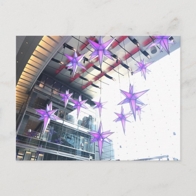 Purple Stars Christmas in Columbus Circle New York Holiday Postcard (Front)