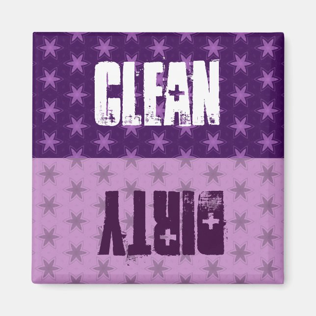 Purple Stars Clean Dirty Dishwasher W1412 Magnet (Front)