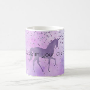 Purple Stars Confetti Watercolor Unicorn Coffee Mug