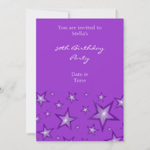 Purple Stars invitation vertical purple