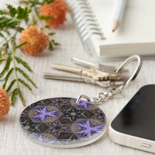Purple Stars Key Ring