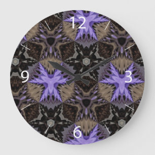 Purple Stars Large Clock