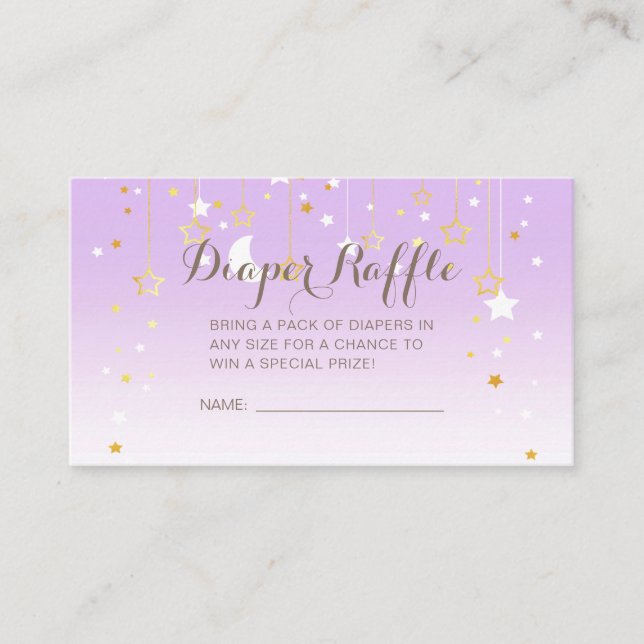 Purple Stars Moon Baby Shower Enclosure Card (Front)