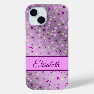 purple,stars,personalise + case, case, iPhone 15 case