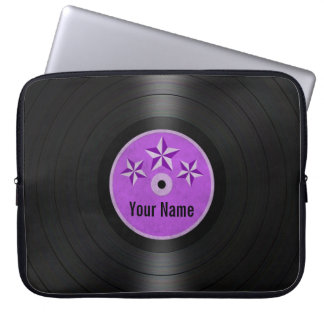 Purple Stars Personalised Vinyl Record Album Laptop Sleeve