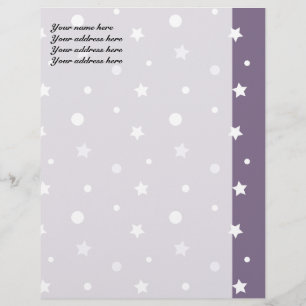 Purple Stars Personalized Letterhead