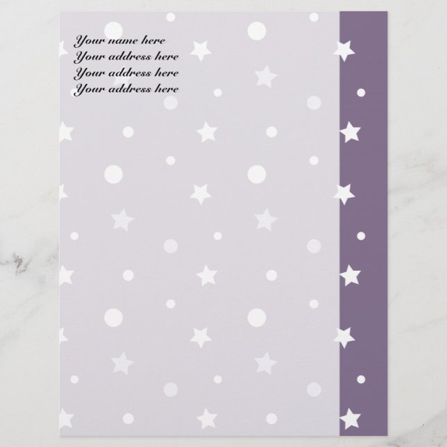 Purple Stars Personalized Letterhead (Front)