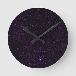 Purple Stars Round Clock