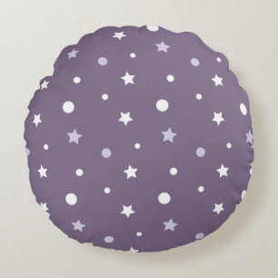 Purple Stars Round Cushion