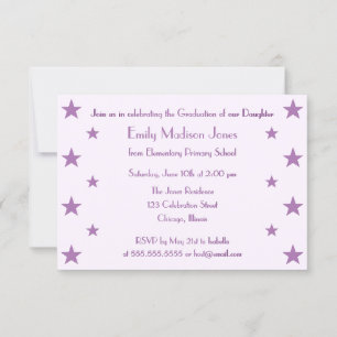 Purple Stars School Graduation Party Invitation