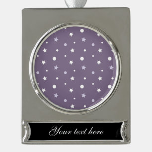 Purple Stars Silver Plated Banner Ornament