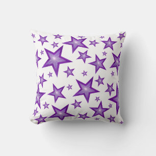 Purple Stars White 'Text' square purple back Cushion