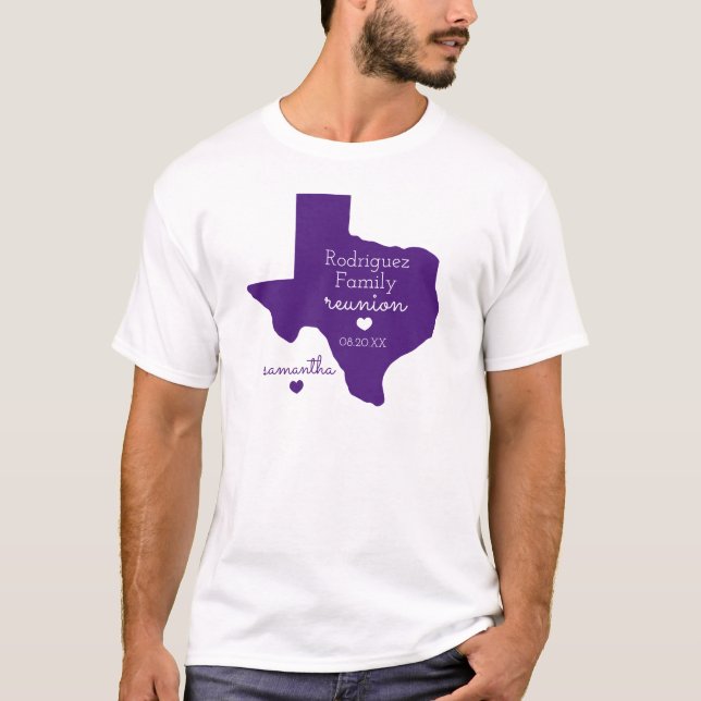 Purple State of Texas Family Reunion T-Shirt (Front)