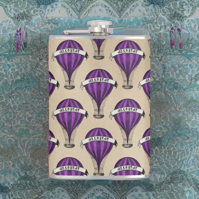 Purple Steampunk Airships Hip Flask (Creator Uploaded)
